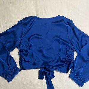 Zara Royal Blue Blouse with Tie-Back